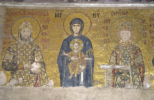 Byzantijnse mozaïek pictogram in hagia sophia in istanbul, Turkije. — Stockfoto