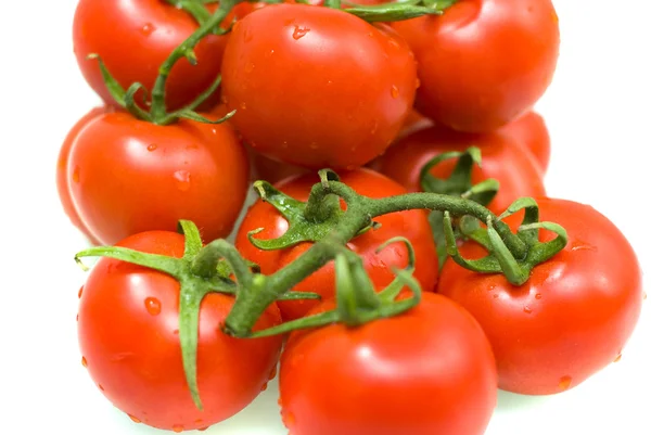 在白色背景上的新鲜红番茄蔬菜 — 图库照片