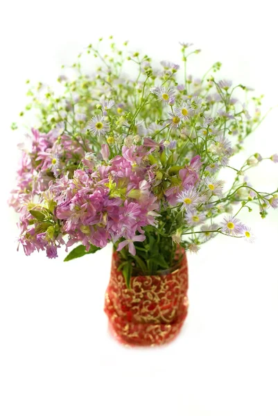 Bouquet of wild flowers on a white background — Stock Photo, Image