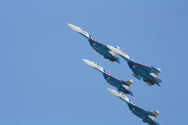 Russian fighter jets in flight — Stock Photo, Image