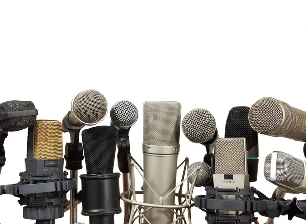 Conference meeting microphones on white background — Stock Photo, Image