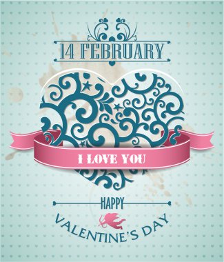 Sevgililer günü tebrik kartı retro tarzı