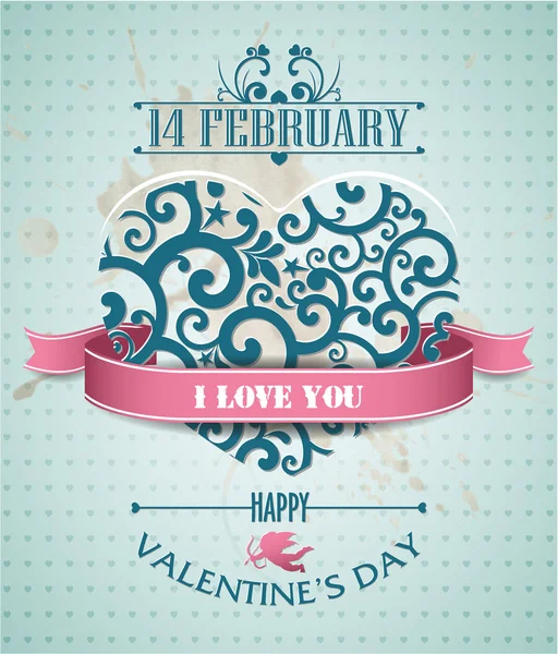 Valentine's Day greeting card in retro style — Stock Vector