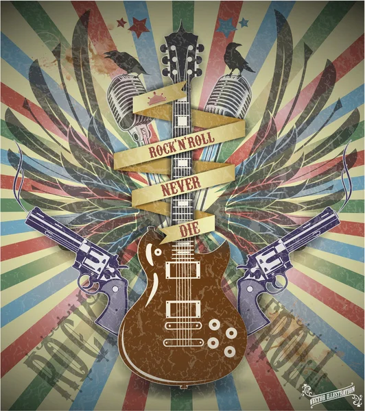 Rock n roll symbol.retro stili arka plan.