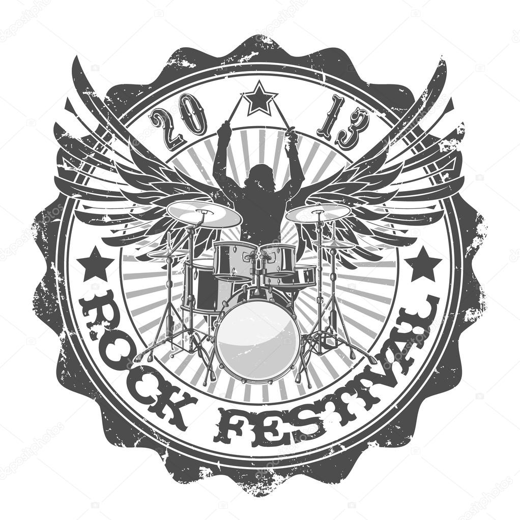 Stamp rock festival. Vector illustration.