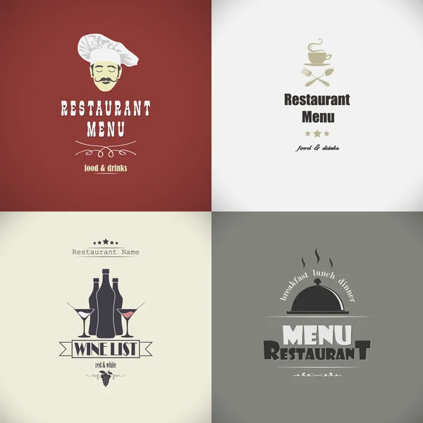 Aantal schetsen voor het menu van het restaurant. vectorillustratie — Stockvector