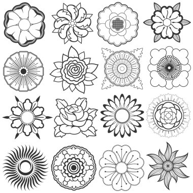 çiçek tasarım çizimler vektör kümesi