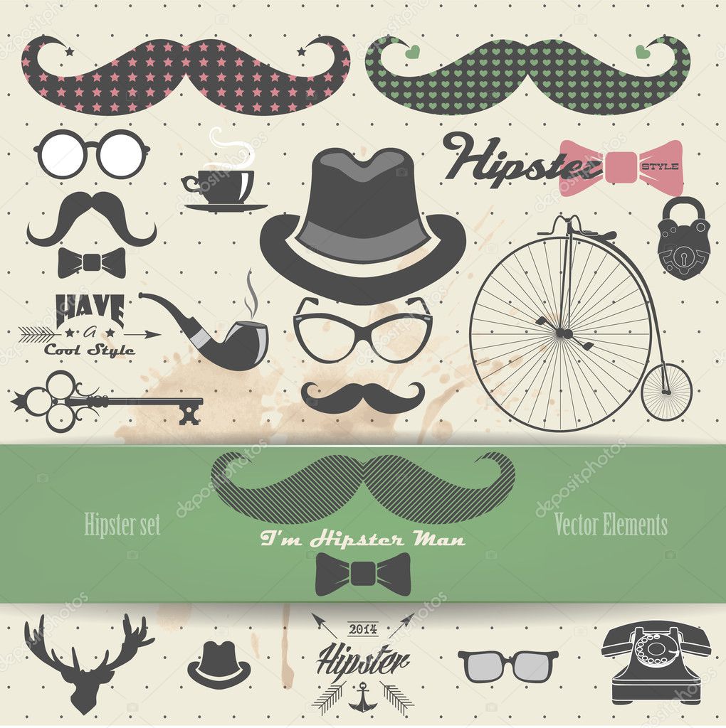 Hipster vector elements.