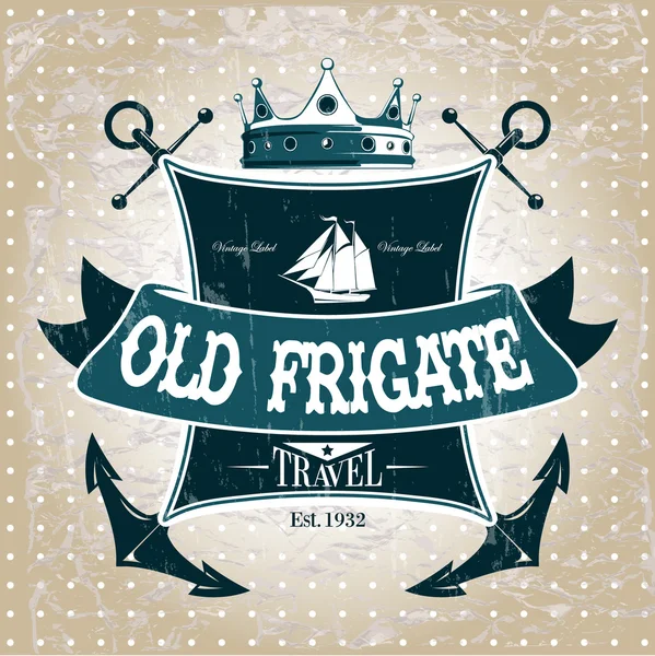 Vintage label with maritime character — Stock Vector