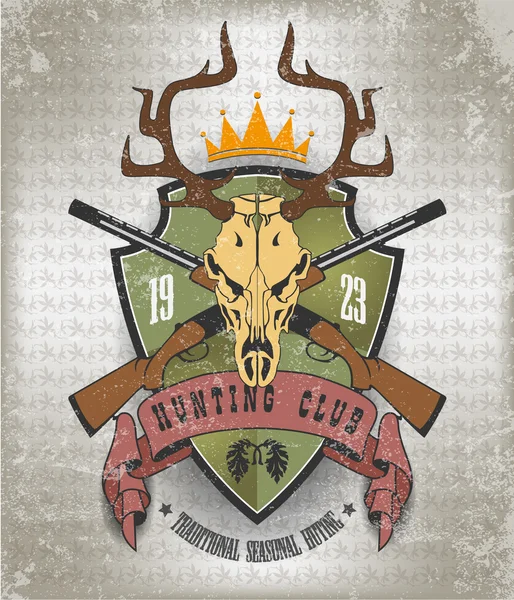 Étiquette vintage avec le symbole d'un club de chasse — Image vectorielle