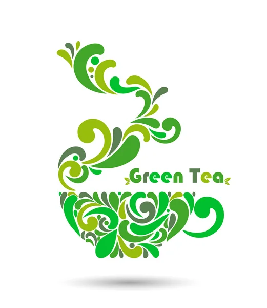 Сup of green tea. vector illustration. — Stock Vector