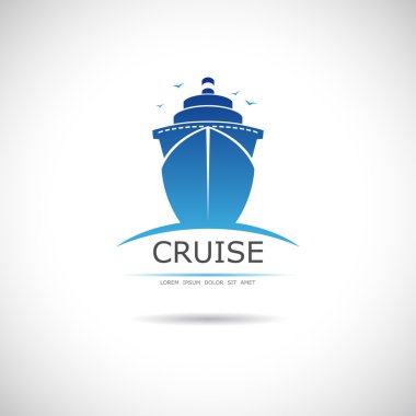 Deniz cruise liner ile etiket. vektör.