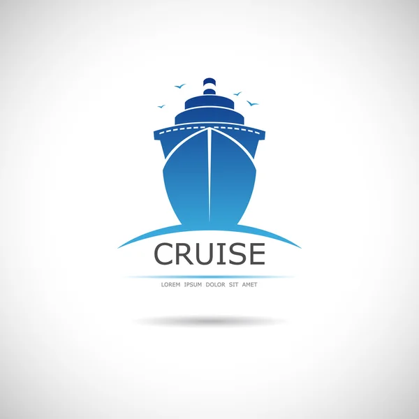 Deniz cruise liner ile etiket. vektör.