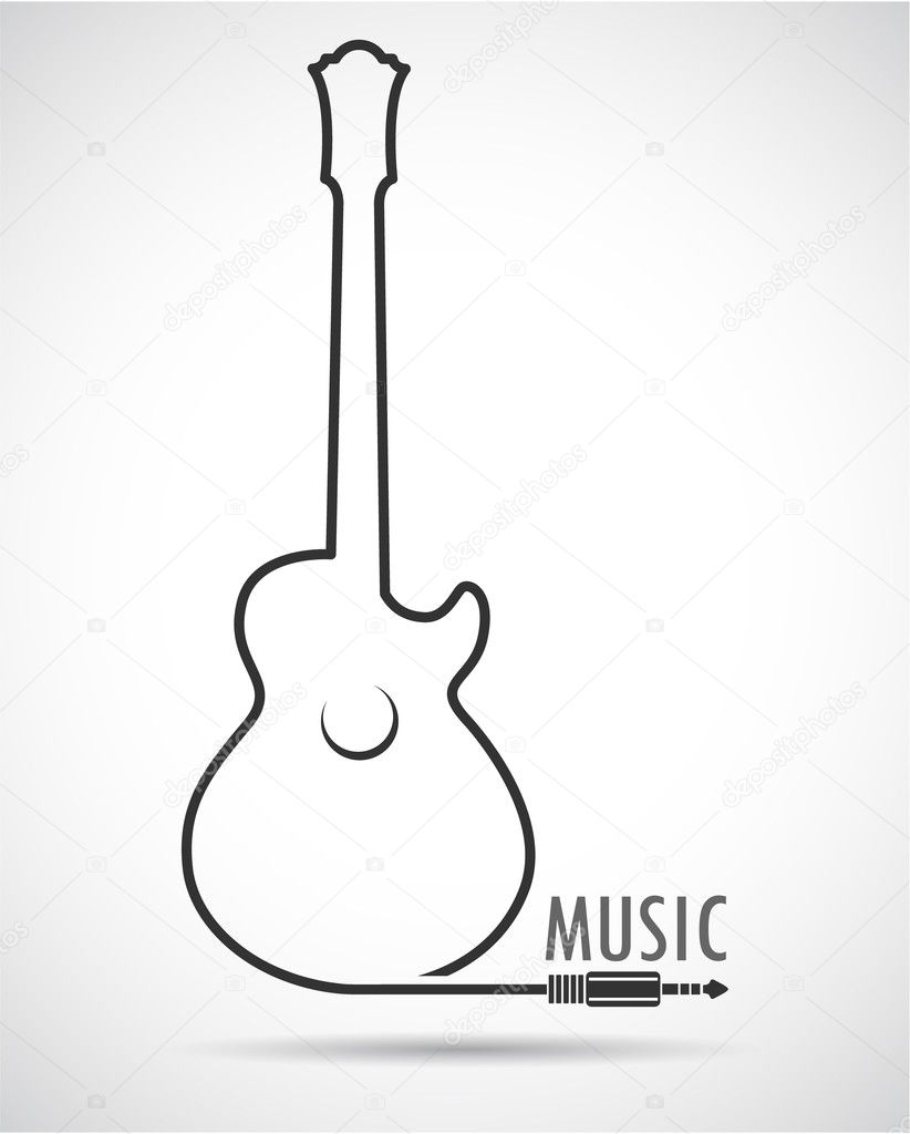 Background with guitar. Vector.