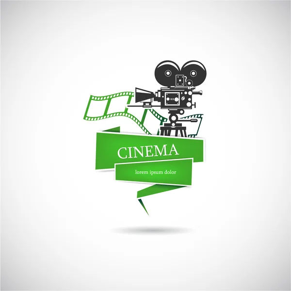 Label met een filmcamera voor de film. vector. — Stockvector