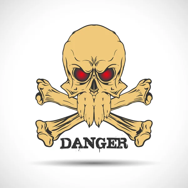 Skull and bones. Danger sign. — Stock Vector