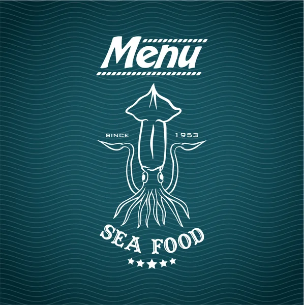 Boceto para un menú de restaurante. Alimentos de mar — Vector de stock
