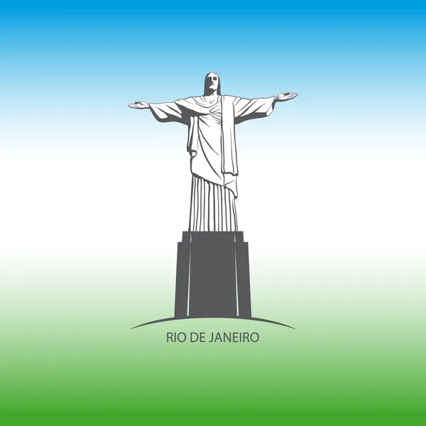 Estátua de Jesus Cristo no Rio de Janeiro. Vetor . — Vetor de Stock