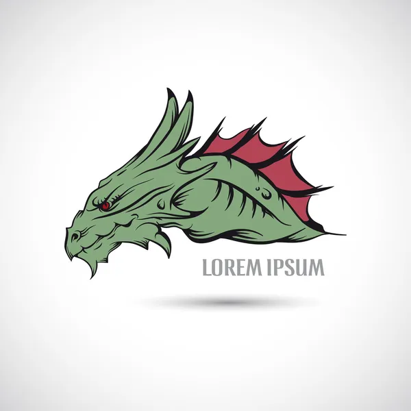 Label with a dragon's head. — Stock Vector