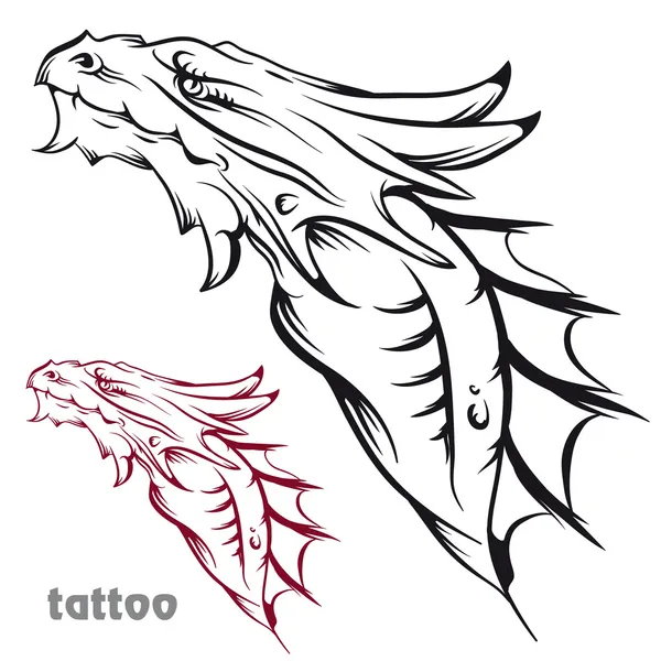 Croquis de tatouage avec la tête d'un dragon . — Image vectorielle