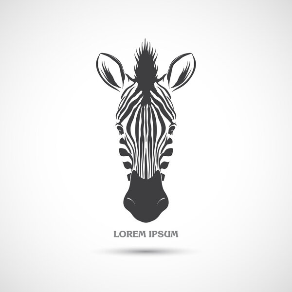 Метка с головой зебры. Вектор.