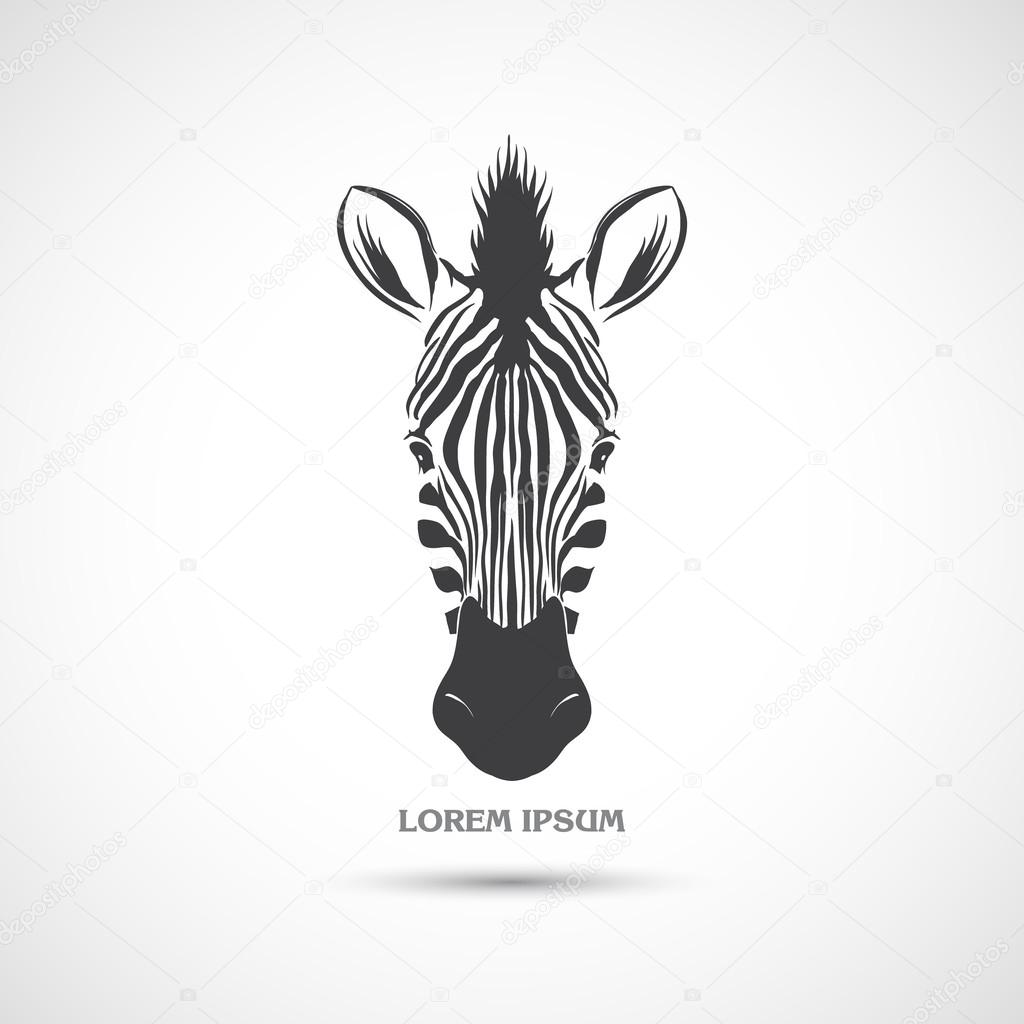 Label with the head of a zebra. Vector.