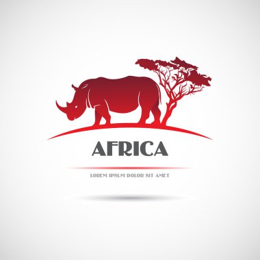 etiket görüntü ile Afrika gergedan. vektör.
