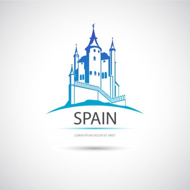 etiket görüntü ile İspanyol castle. vektör
