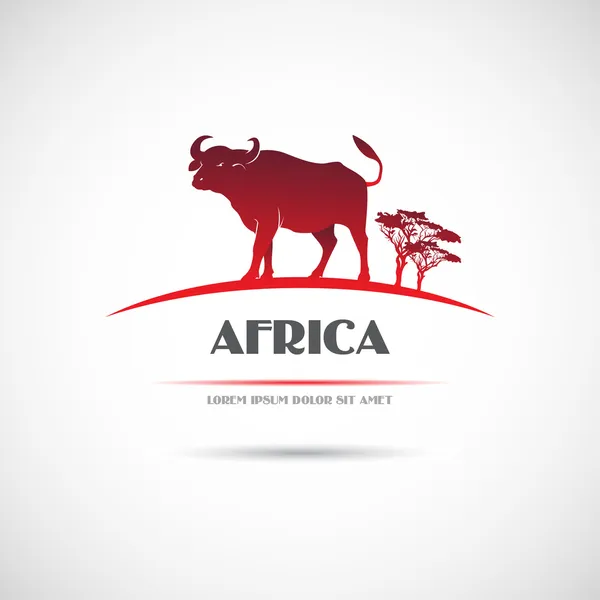 Etiqueta com a imagem de um búfalo africano. Vetor . —  Vetores de Stock