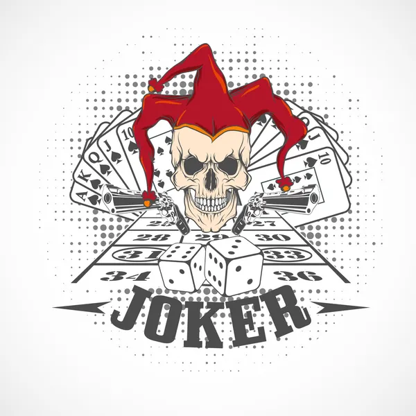 Joker card. Emblem casino. — Stock Vector