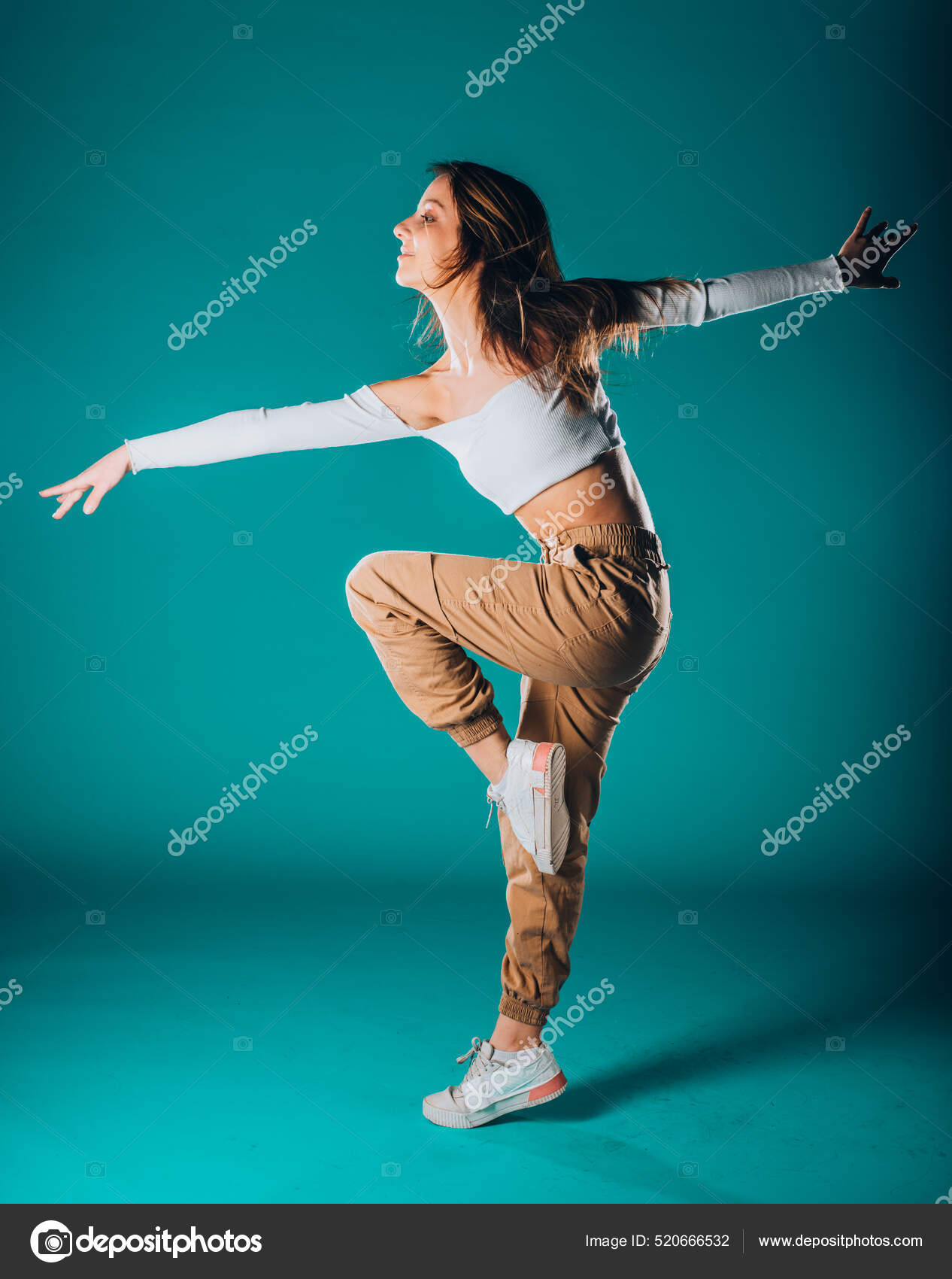 Artista Silueta Danza Contemporánea Practicando Una Rutina Baile