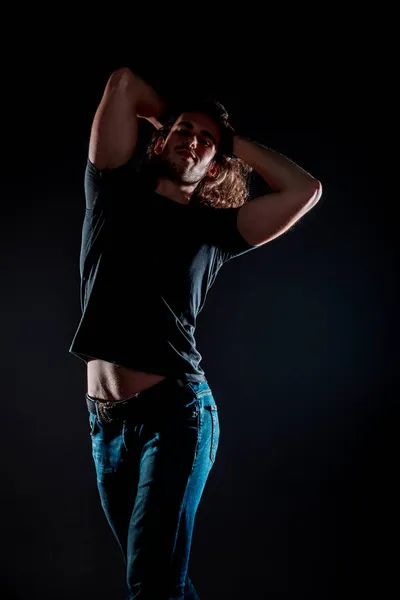 Estudio Cuerpo Disparo Modelo Masculino Moda Con Ropa Elegante — Foto de Stock