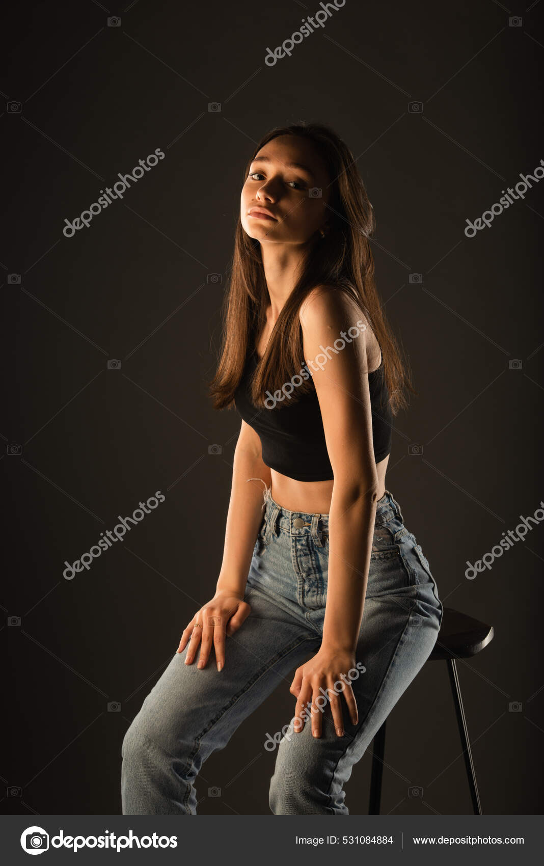 photo of a cute beautiful slim skinny young woman in