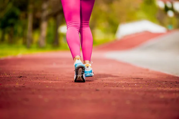 Feet Athlete Running Park Pathway Training Fitness Healthy Lifestyle — Stock Photo, Image