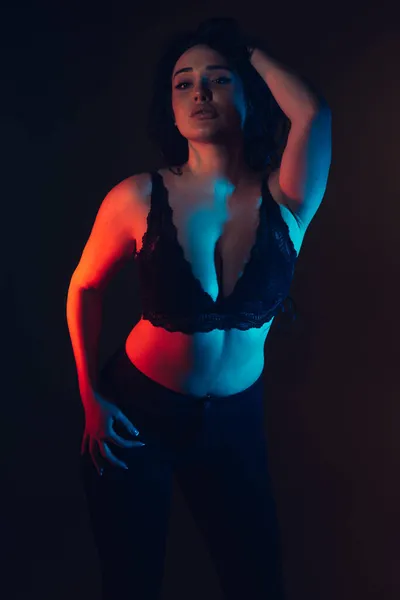 Velikost Sexy Módní Model Spodním Prádle Tlustá Žena Velkou Přírodní — Stock fotografie