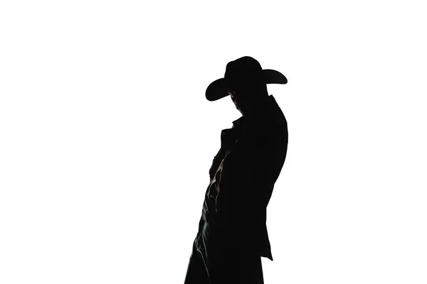 Body Shot Attractive Male Model Wearing Trench Coat Black Hat — Stock fotografie