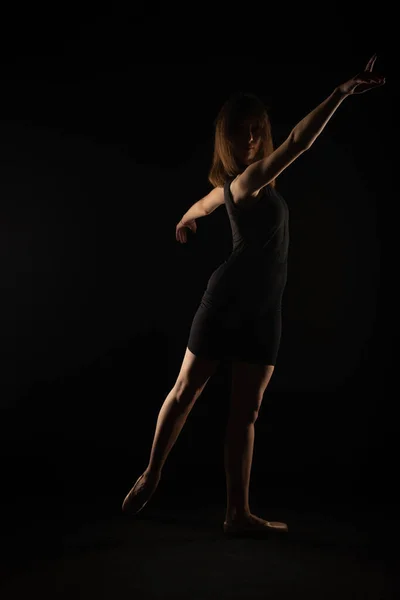 Silhouette Ballerina Posing While Looking Camera — Photo
