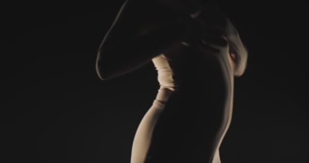 Young Dancer Dancing While Touching Himself Close Studio — Stock Video