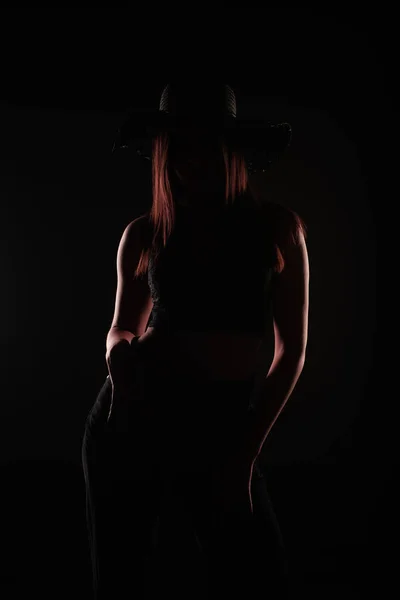Perfect Dark Silhouette Amazing Beautiufl Girl — Stock Photo, Image