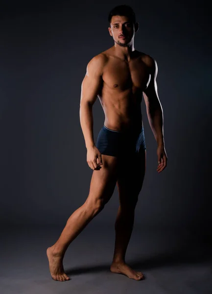 Retrato Chico Musculoso Atractivo Ropa Interior Negra Posando — Foto de Stock