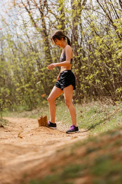 Gezonde Jonge Vrouw Stretching Voor Fitness Oefening — Stockfoto