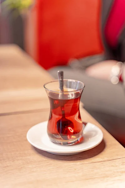 Perfect Turkish Tea Glass Beautiful Red Tea Glass — Stock Photo, Image