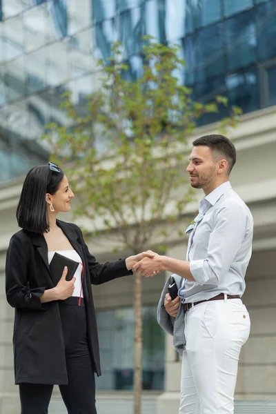 Zwei Geschäftsleute Geben Sich Die Hand — Stockfoto