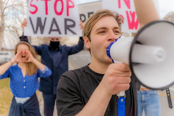 Group People Protesting Freedom — Stock Photo, Image