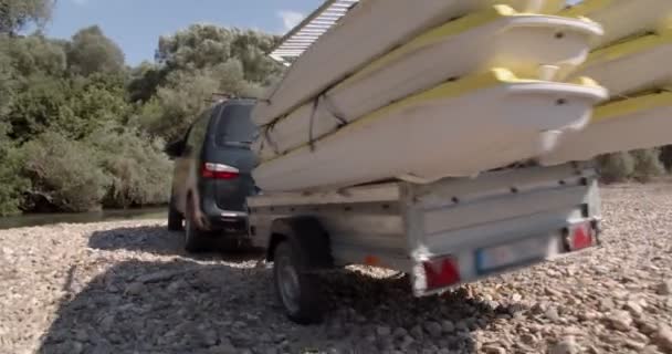 Gruppo Amici Finalmente Arrivato Loro Posto Kayak — Video Stock