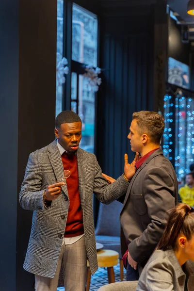 Two Handsome Multiracial Businessman Discussing Something Important —  Fotos de Stock