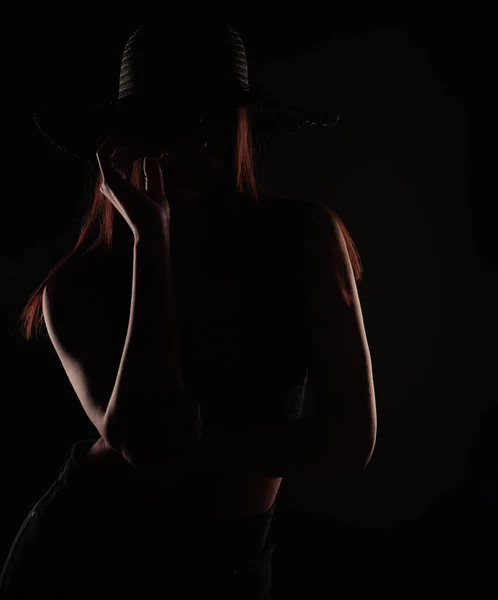 Amazing Beautiufl Young Girl Posing Alone While Looking Seductive Silhouette — Fotografia de Stock
