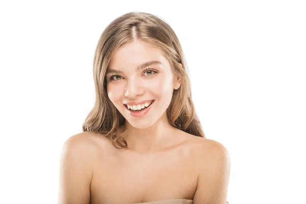 Attractive Beautiful Young Girl Fresh Skin Posing Smiling — Foto de Stock