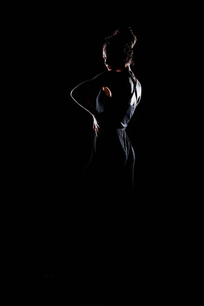Боді Знімок Стильної Жінки Позує Чорній Спідниці Чоботях — стокове фото