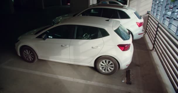 High Angle Point View Cctv Car Theft Garage — Video Stock